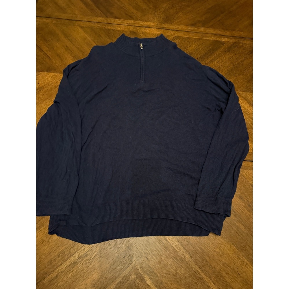 Hawker Rye Mens XXL Navy Blue Cotton Cashmere Quarter Zip Pullover Sweater